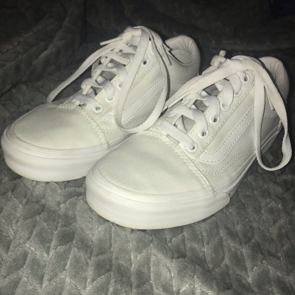 Lace up white vans